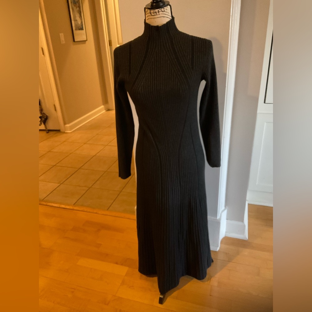 MIDI black knit dress